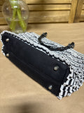 Braciano Black & White Purse with Bamboo Style Handles