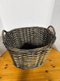 Dark Woven Storage Basket With Handles