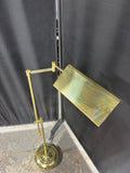 Hollywood Regency Style Adjustable Brass Swing Arm Floor Lamp (WORKS)