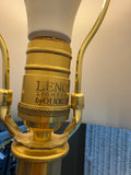 Pair of Lenox by Quoizel Porcelain & Brass 3-Way Lamps (WORKS)