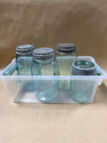 Blue Glass Vintage Jars - 4 Piece (B)