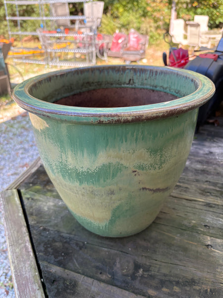 Green Glazed Terracotta Planter