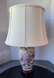 Asian Inspired Pink Florals Ceramic Vase Lamp (WORKS)