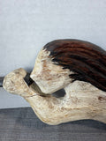 Signed Rustic Wooden Hanging Trumpet Angel AS IS (READ DESCRIPTION CAREFULLY)