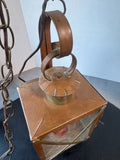 Copper & Brass Vintage Electric Lantern with Flickering Bulb (WORKS)