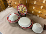 Set of 16 Red/Yellow/Blue Plastic Plates and Bowls