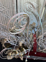 Gold & Frosted Faux Florals in Red Wooden Woven Basket