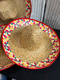 Trio of Red Rimmed Straw Sombreros