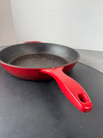 (A) Unbranded Red Enamel Cast Iron 12” Skillet