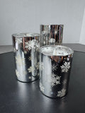 3-Piece Silver Glass Snowflake Flameless Candles (WORKS)