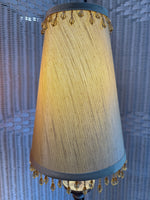 Pair of Metal Tall/Skinny Table Lamps with Beaded Shades
