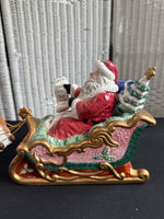 3-Piece San Francisco Music Box Company Musical Santa’s Sleigh with Reindeer (WORKS)