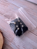 3-Piece Faceted Cubic Zirconia Gold Tone Stud Earrings