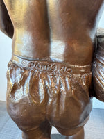 Signed & Numbered Charles Cropper Parks Bronze & Marble Boy with Duck Sculpture