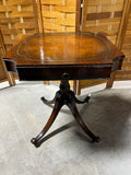 Vintage Accent Table with Leather Inlay, on Casters
