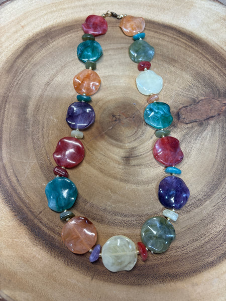 Multi Color Plastic Beaded Necklace