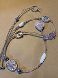 Silver Necklace with Assorted Beads (Pink Heart)