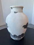 Rustic Distressed White Painted Terra Cotta Olive Jar or Vase