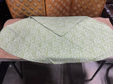 Pale Gren and White Round Table Cloth, 84"D