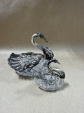 Pair Of Small And Large Vintage Sterling Silver Swan Salt Cellars