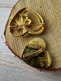 Pair of Gold Tone Heart Brooches (B)