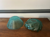 Teal Blue Glass Bowls, 2 pc