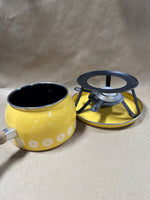 Mid Century Style Yellow Fondue Pot // Missing lid