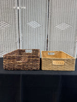 Pair of Rectangular Woven Basket Trays