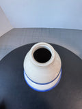 Blue & White Drip Glazed Striped Pottery Vase (C)
