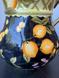 Tracy Porter Style Large Ceramic Pitcher Vase with Lemon Motif