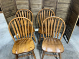 Set of 4 Oak Tone Windsor Style Chairs, unbranded