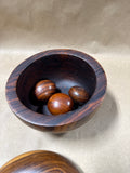 Wooden Apple Trinket Dish With 3 Wooden Eggs