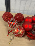Red Tone Ornament Lot, 19 pc