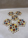 Set Of 6 Hexagon Inlay Lacquer Wood Coasters