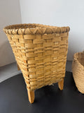 Pair of Primitive Style Light Wooden Woven Baskets