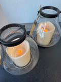 Pair of CK Designs Glass & Metal Flameless Candle Lanterns (WORKS)