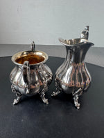 (D) Reed & Barton MCM Vintage Winthrop Silver Plate Small Creamer & Double Handled Sugar Bowl