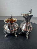 (D) Reed & Barton MCM Vintage Winthrop Silver Plate Small Creamer & Double Handled Sugar Bowl