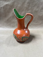 Red Clay With Green Glaze Mexican Pottery Pitcher