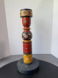Bohemian Hand Painted XL Vintage Wooden Candle Holder (B)