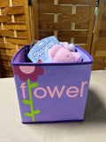 Pink Baby Girl Bath Set in Purple Canvas Tote
