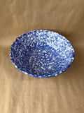 Italian Blue Spongeware Ribbed Bowl