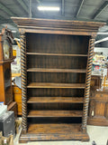 Tall Dark Stain Bookcase with Barley Twist Columns***HEAVY ITEM***READ DETAILS ON PICK UP POLICY***