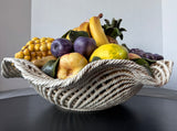 Hand Made Italian Majolica Vintage XL Ceramic Fruit Basket Centerpiece