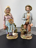 Pair of Homco Porcelain Figurines: Old Man & Woman Gardening