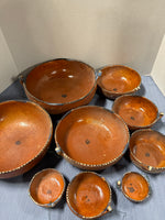 Set Of 9 Primitive Mexican Redware Nesting Bowls *** READ DESCRIPTION ****