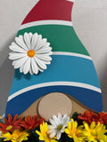 3FT Gnome Sweet Gnome Wooden Porch Sign with Faux Flowers