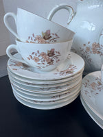 15-piece LS&S Carlsbad Austria Peach Floral Porcelain Tea Set