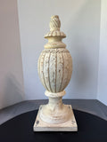 Shabby Chic Distressed Cream Wooden Decorative Finial AS IS (READ DESCRIPTION CAREFULLY)
