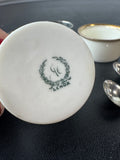 Pair of Lenox Porcelain Salt Cellars with Sterling Silver Sleeves & Scoops
